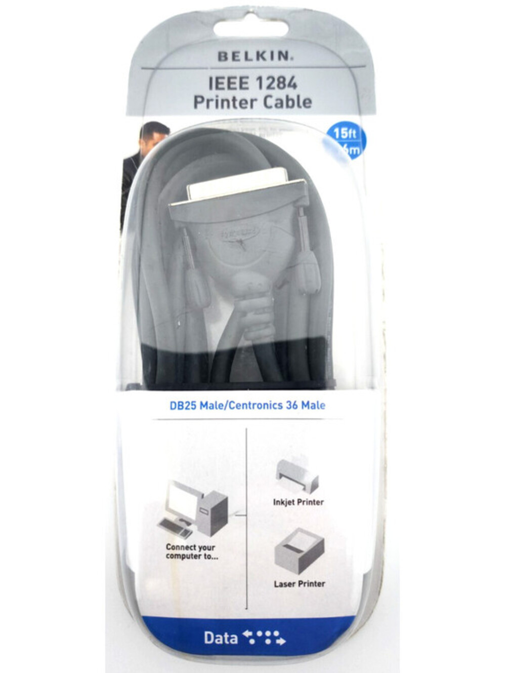 Belkin IEEE 1284 Parallel Printer Cable – DB25 Male to Centronics 36 Male– 15 ft